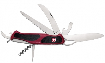 Нож складной Wenger RangerGrip Hunter,красный,12 функций 120 мм, в подар