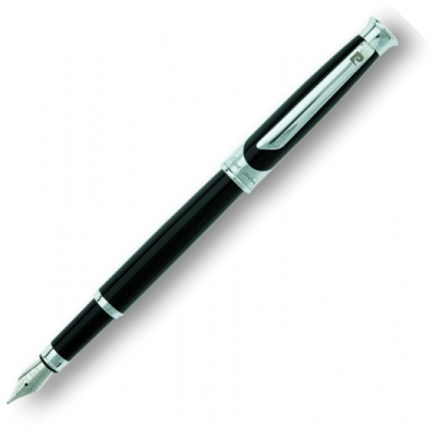 Перьевая ручка Pierre Cardin CLEO, корпус латунь с черным лаком, отделка и детали дизайна - хром