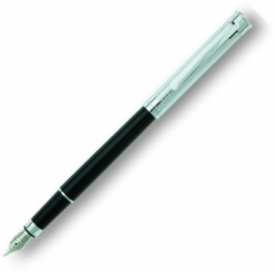 Перьевая ручка Pierre Cardin CLEO,корпус латунь с черным лаком, отделка и детали дизайна - хром