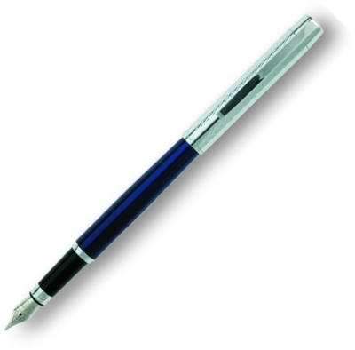Перьевая ручка Pierre Cardin AQUARIUS, корпус латунь с синим лаком, отделка и детали дизайна - хром
