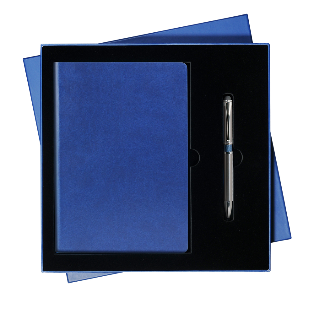 Подарочный набор Portobello/Sky синий-серый (Ежедневник недат А5