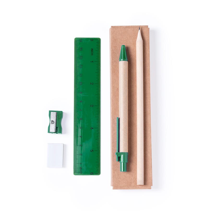 Набор GABON из 5 предметов в картонной коробке зеленый - ручка