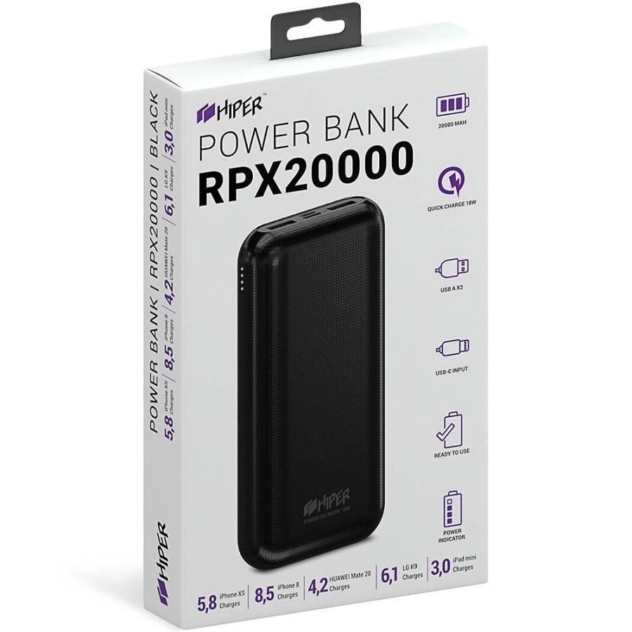 Универсальный аккумулятор RPX20000, QC3