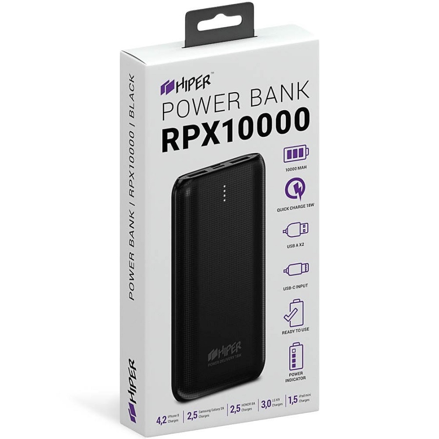 Универсальный аккумулятор RPX10000, QC3