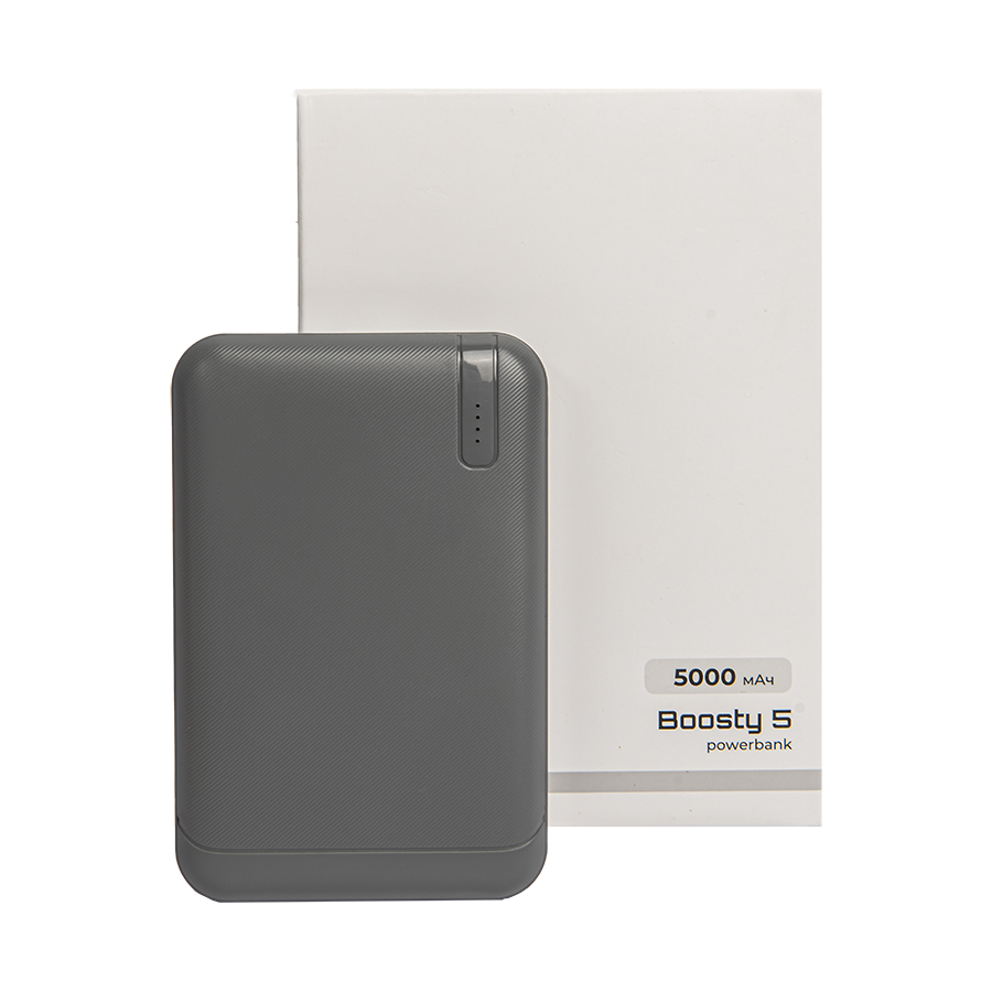 Универсальный аккумулятор OMG Boosty 5 (5000 мАч), серый, 9,8х6