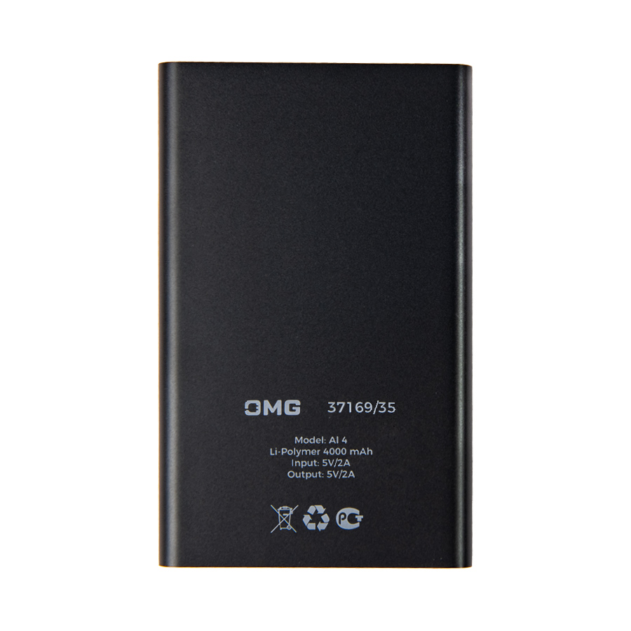 Универсальный аккумулятор OMG  Al 4 (4000 мАч), черный, 11х6
