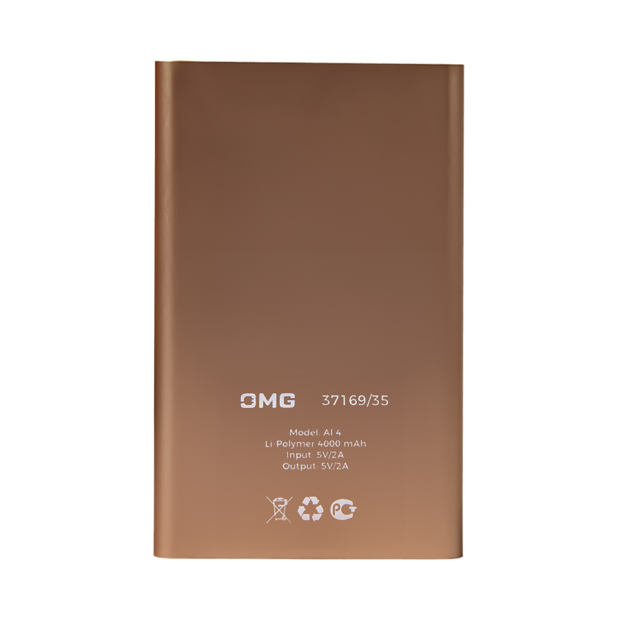 Универсальный аккумулятор OMG  Al 4 (4000 мАч), золотистый, 11х6