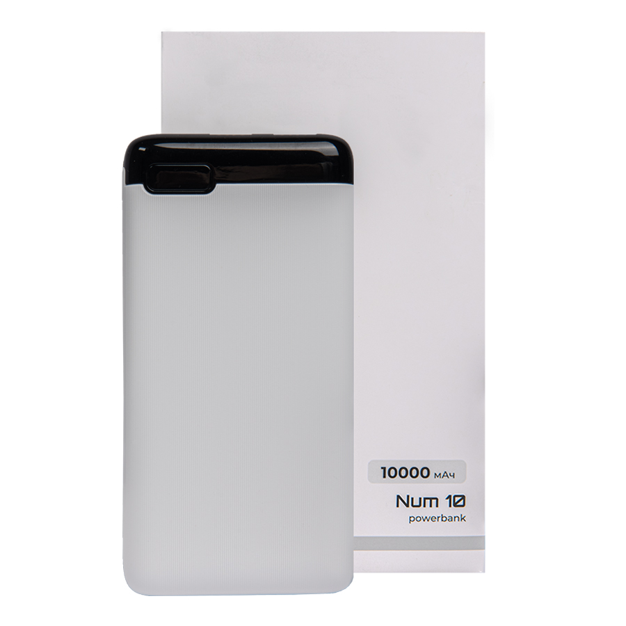 Универсальный аккумулятор OMG Num 10 (10000 мАч), белый, 13,9х6