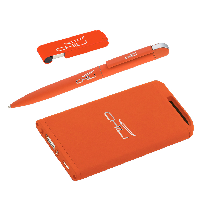 Набор ручка + флеш-карта 8Гб + зарядное устройство 4000 mAh в футляре