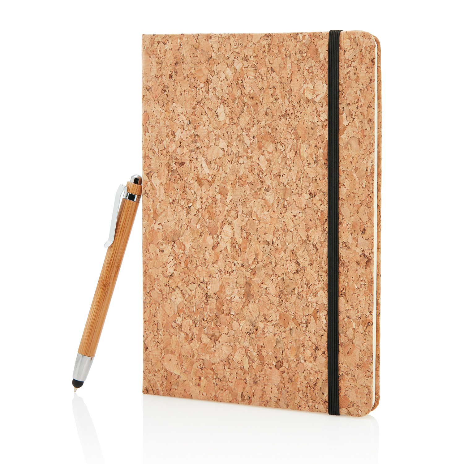 Блокнот Cork на резинке с бамбуковой ручкой-стилус