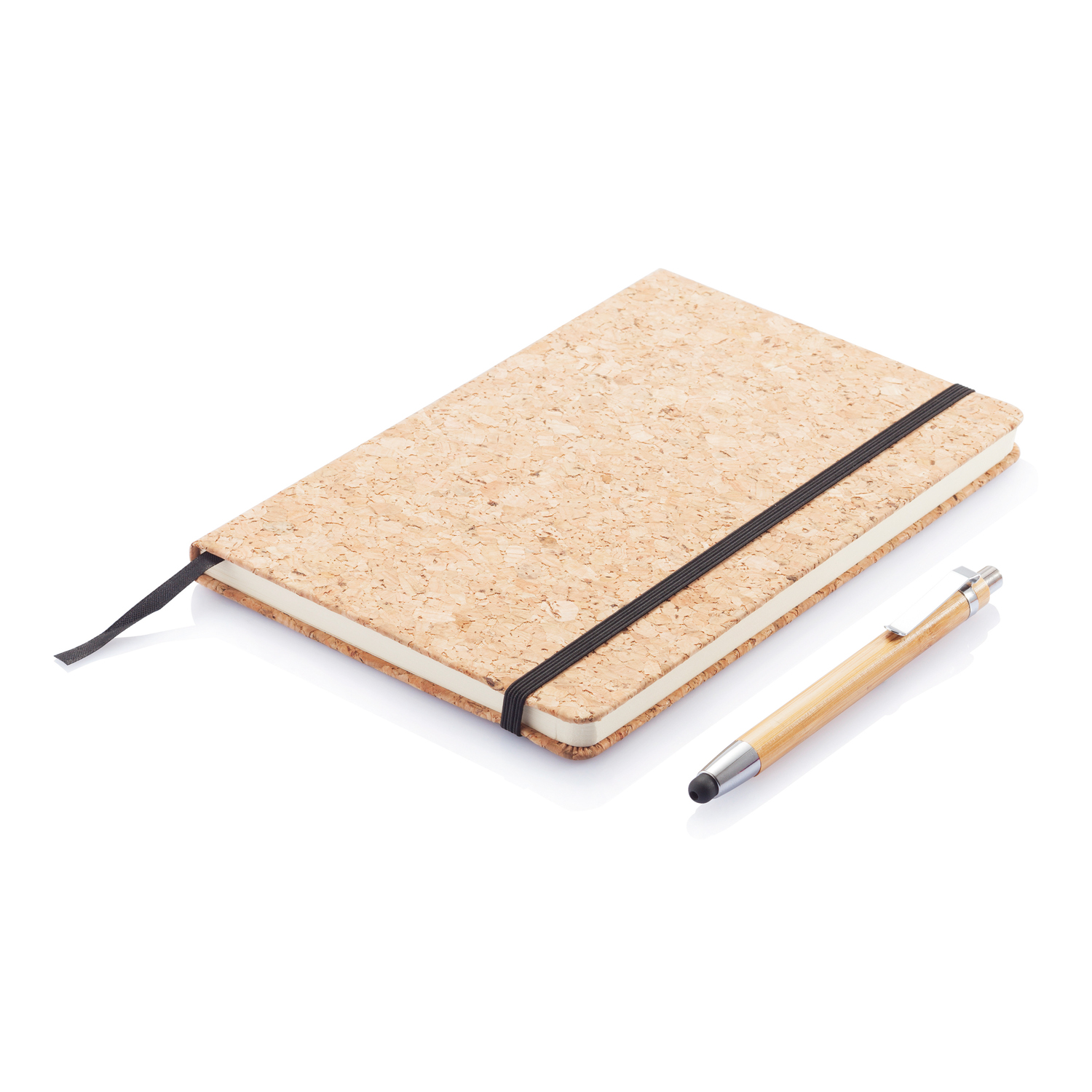 Блокнот Cork на резинке с бамбуковой ручкой-стилус