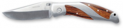 Нож складной Stinger, 80 мм (серебристый), рукоять: сталь/дерево (серебр