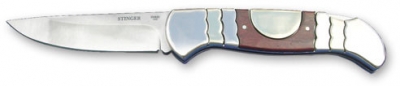 Нож складной Stinger, 95 мм (серебристый), рукоять: сталь/дерево (серебр