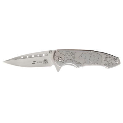 Нож складной Stinger, 85 мм (серебристый), рукоять: сталь/алюмин