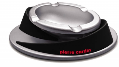 Пепельница Pierre Cardin, овальная, цинк + пластик, цвет - черный/серебристый, 145*90мм, выс