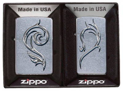 Набор ZIPPO Classic из узкой и широкой зажигалок с покрытием Street Chrome™