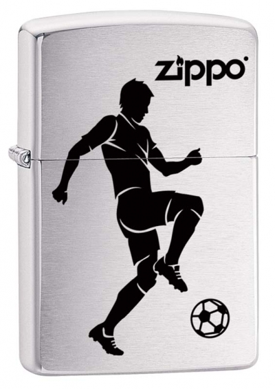 Зажигалка ZIPPO 200 Soccer Player с покрытием Brushed Chrome