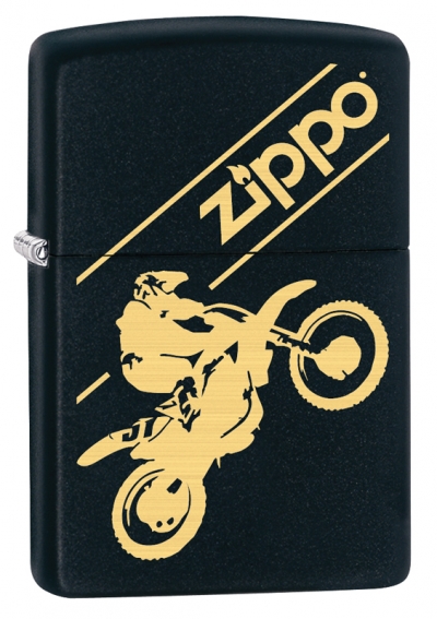 Зажигалка ZIPPO Moto Cross с покрытием Black Matte