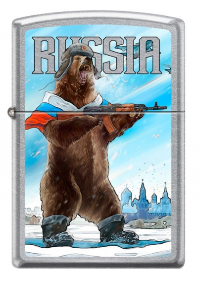 Зажигалка ZIPPO Русский медведь с покрытием Street Chrome™