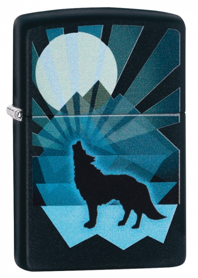 Зажигалка ZIPPO Wolf and Moon с покрытием Black Matte