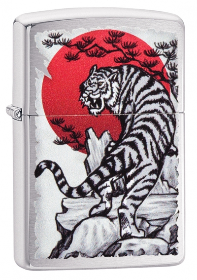 Зажигалка ZIPPO Asian Tiger с покрытием Brushed Chrome