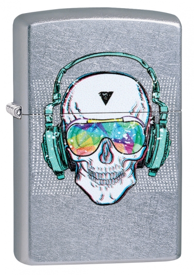 Зажигалка ZIPPO Skull Headphone с покрытием Street Chrome™