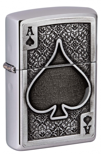 Зажигалка ZIPPO Ace Of Spades с покрытием Brushed Chrome