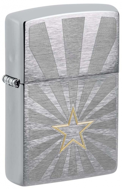 Зажигалка ZIPPO Star Design с покрытием Brushed Chrome