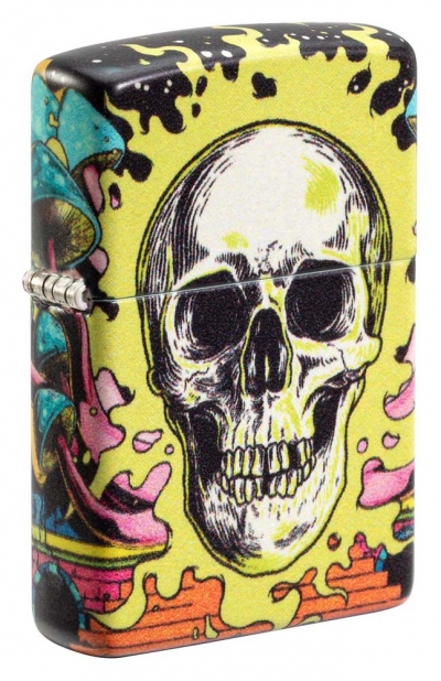 Зажигалка ZIPPO Skull Design с покрытием Glow In The Dark Green