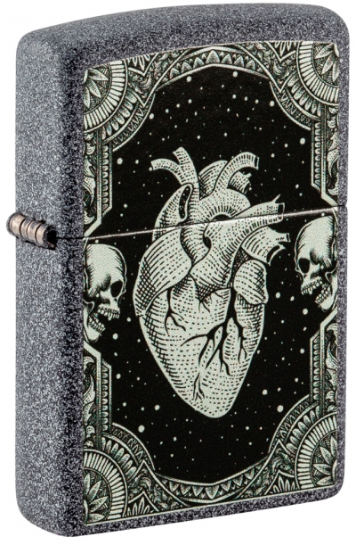 Зажигалка ZIPPO Heart Design с покрытием Iron Stone
