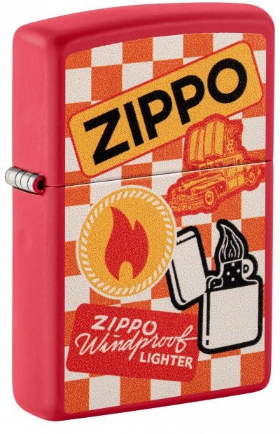Зажигалка ZIPPO Retro Design с покрытием Red Matte