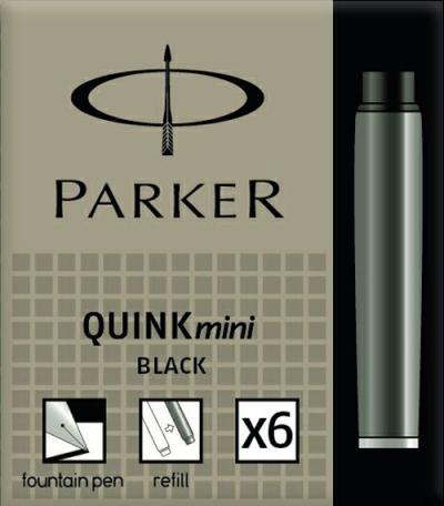 Чернильные мини картриджи Паркер  Черный (набор из 6шт)