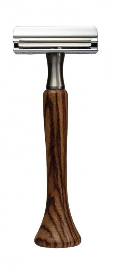 Станок для бритья Erbe с двумя лезвиями, цвет хром, ручка- дерево
