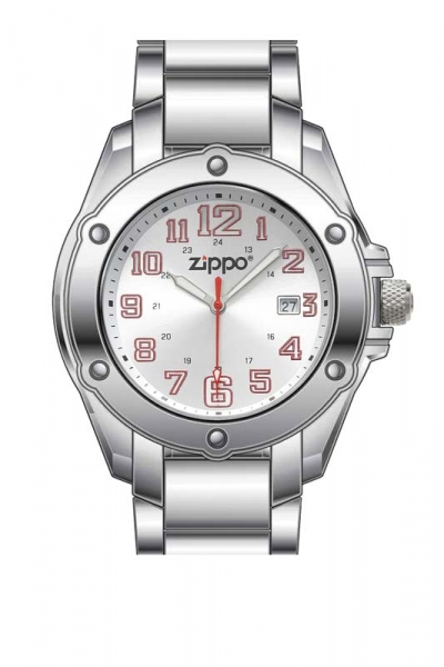 Часы кварцевые ZIPPO Dress, 45 мм, серебристые циферблат и браслет из нерж
