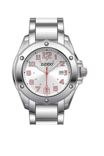 Часы кварцевые ZIPPO Dress, 30мм, серебристые циферблат и браслет из нерж