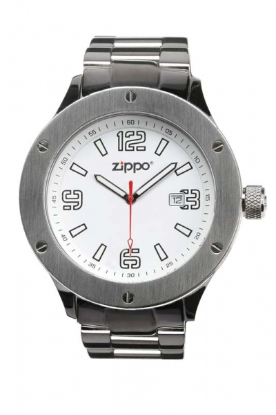 Часы кварцевые ZIPPO Work, 45 мм, серебристые циферблат и браслет из нерж