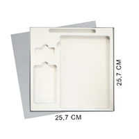 Коробка подарочная Solution Superior Linen, серебро, 25,7x25,7, с вырубкой под ежедневник/ручку/флешку/пауэрбанк 7,0х11,7