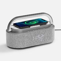 Колонка с часами и беспроводной зарядкой Veske ver.3, серая