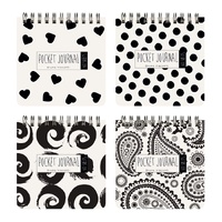 "POCKET JOURNAL" 105 х 105 мм, 60 Л, (4 ВИДA) НА ГРЕБНЕ "BLACK&WHITE"