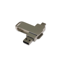 USB 3.0- флешка на 16 Гб с поворотным механизмом и дополнительным разъемом Type-C