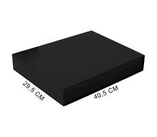 Подарочная коробка, размер 29,5x40,5x8 см, Solution Prestige Linen с магнитным клапаном, черная, с черным ложементом