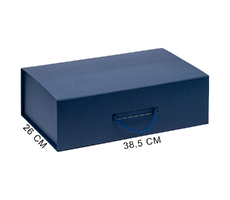 Подарочная коробка, размер 38,5*26*10,5 см, Solution Prestige Big Case Soft с магнитным клапаном и ручкой , с EVA ложементом 36,8*25,1*4 см под индивидуальную вырубку, темно-синяя