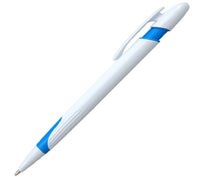 Ручка шариковая, пластиковая, белая/голубой