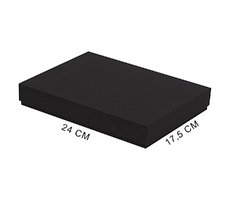 Коробка подарочная, размер 24*17,5*3 см, Solution Superior Linen, черная, бежевый ложемент под индивидуальную вырубку
