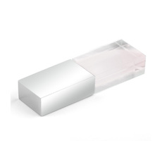 Флеш накопитель USB 2.0 Кристалл, металл/стекло, прозрачный/серебристый, подсветка белым, 32 GB
