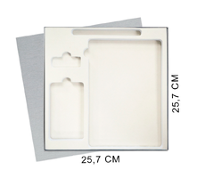 Коробка подарочная Solution Superior Linen, серебро, 25,7x25,7, с вырубкой под ежедневник/ручку/флешку/пауэрбанк 7,0х11,7