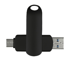 Флеш накопитель  USB 3.0 + TYPE C Cupertino, металл, черный матовый, 32 GB