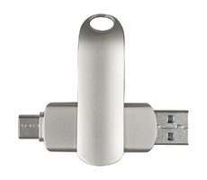 Флеш накопитель USB 3.0 + TYPE C Cupertino, металл, серебристый матовый, 32 GB