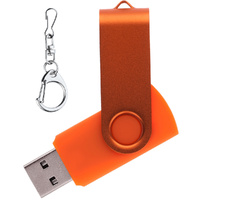 Флеш накопитель USB 2.0 Twister 16GB, пластик Софт Тач/металл, оранжевый/оранжевый