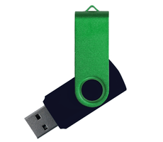 Флеш накопитель USB 2.0 Twister Сolor Mix 16GB, пластик Софт Тач/металл, черный/зеленый